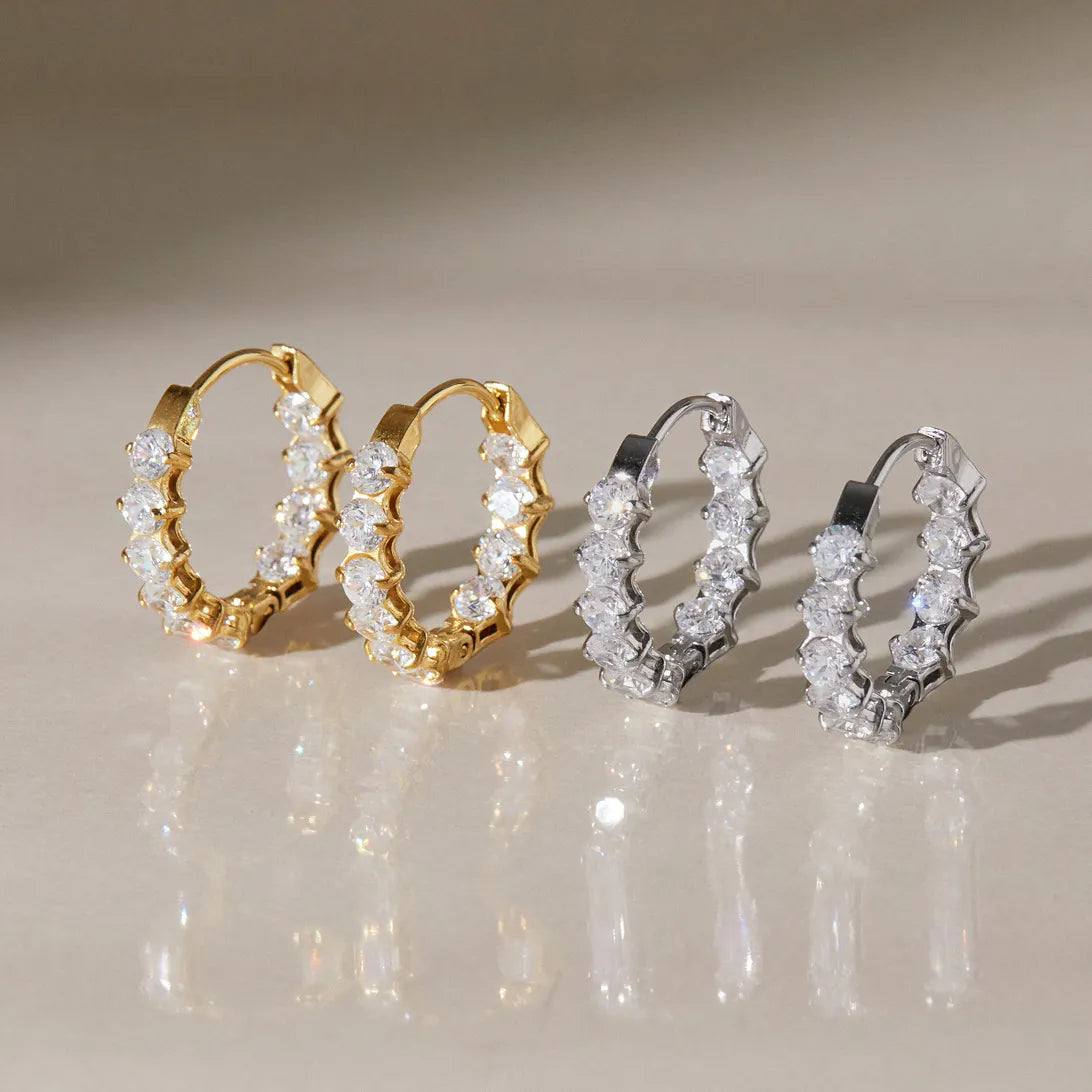 Waterproof Chunky Huggies CZ Hoop Earrings