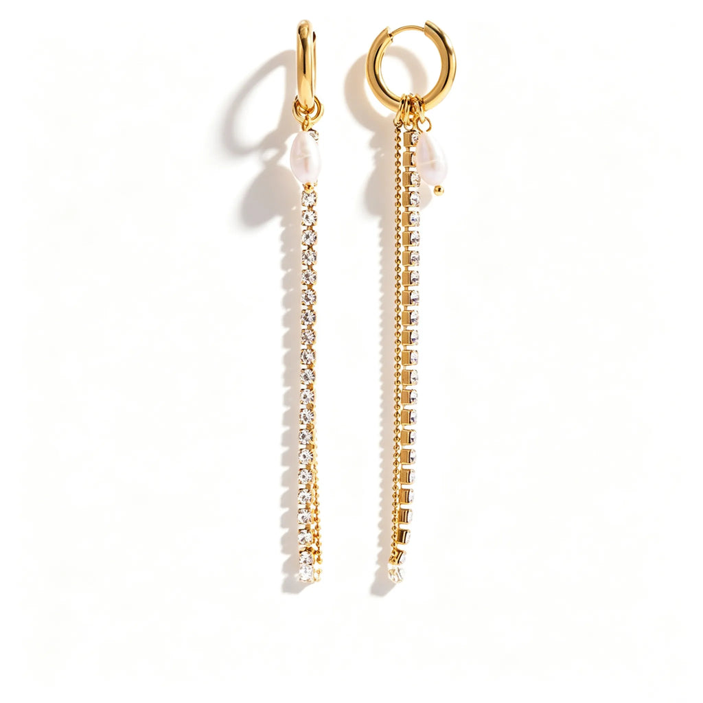 Zirconia Drop & Threader Earrings Collection – Waterproof 18K Gold