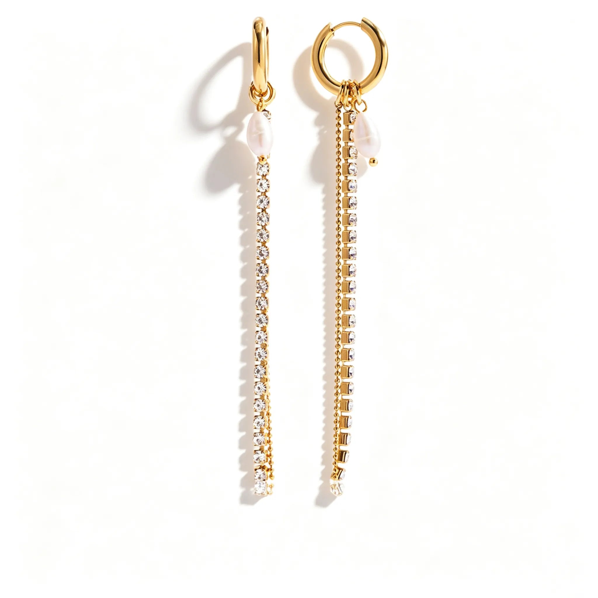 Zirconia Drop & Threader Earrings Collection – Waterproof 18K Gold
