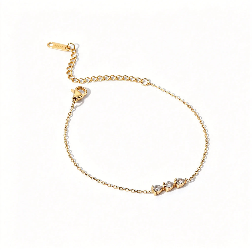 Waterproof Dainty Gold Chain CZ Bracelet
