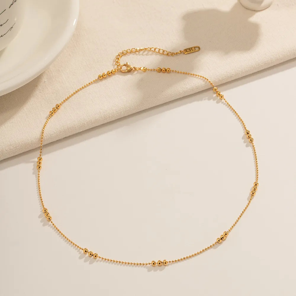 Satellite Bead Chain Necklace – Waterproof 18K Gold