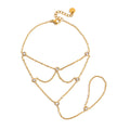 Waterproof CZ Hand Chain Layered Bracelet with Ring