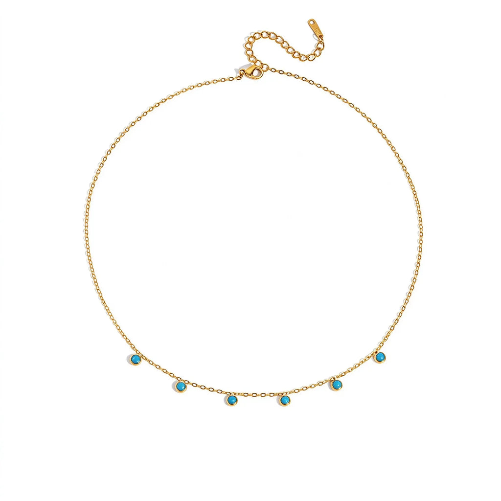 Waterproof Blue Stone Lariat Y-Necklace