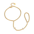 Waterproof Floral Hand Chain Bracelet with Ring