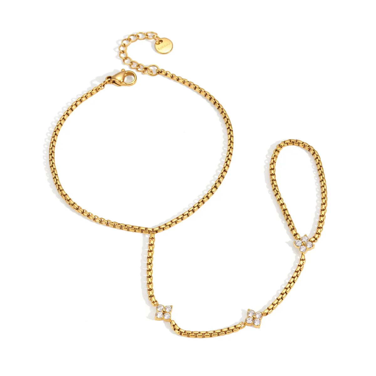 Waterproof Floral Hand Chain Bracelet with Ring