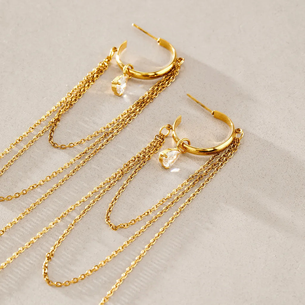 Waterproof Chain Tassel Earrings