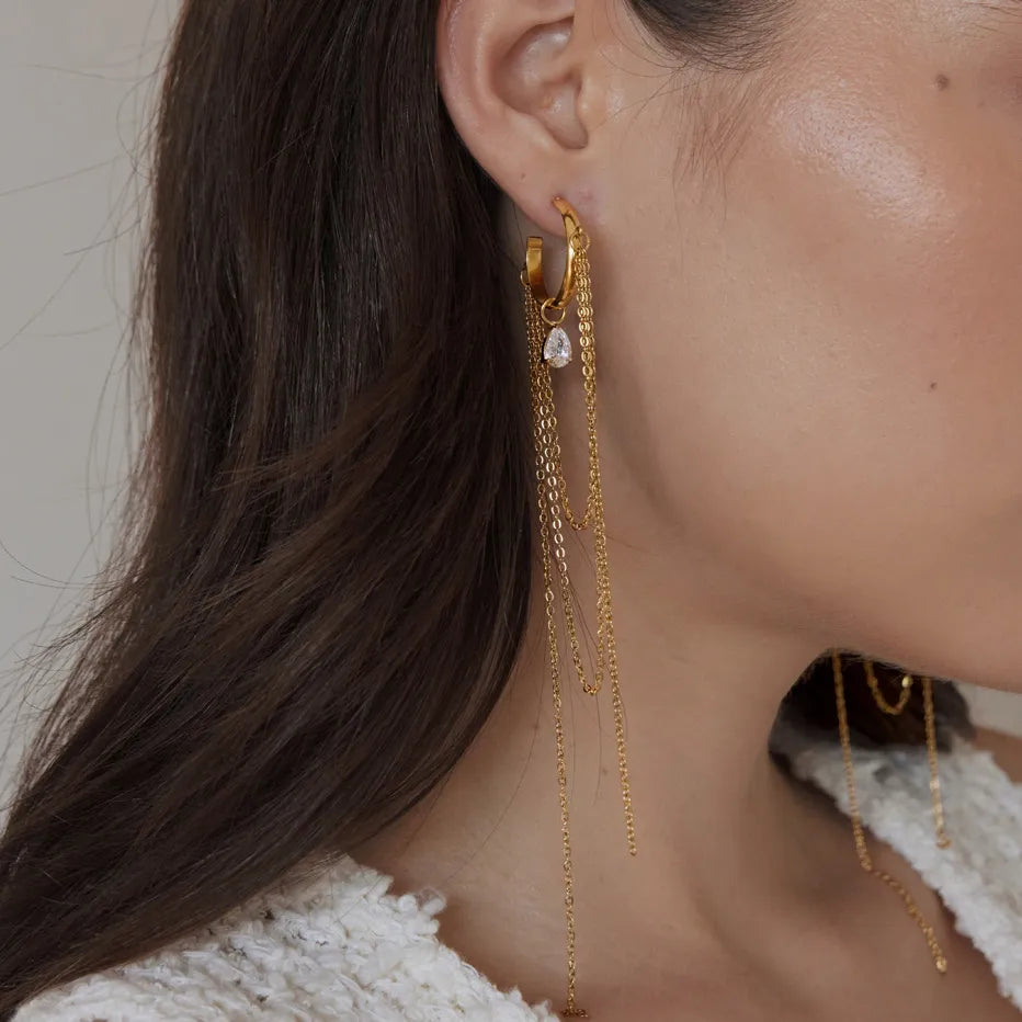 Waterproof Chain Tassel Earrings