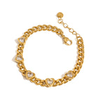 Waterproof CZ Gold Heart & Tennis Bracelet