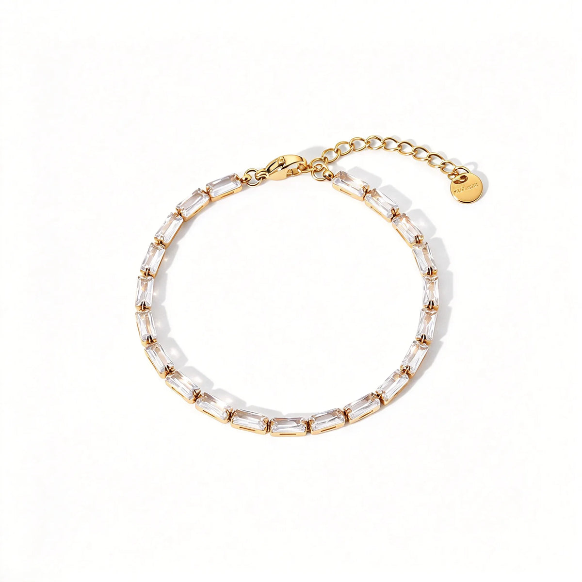 Waterproof Gold Tennis Chain Baguette CZ Bracelet