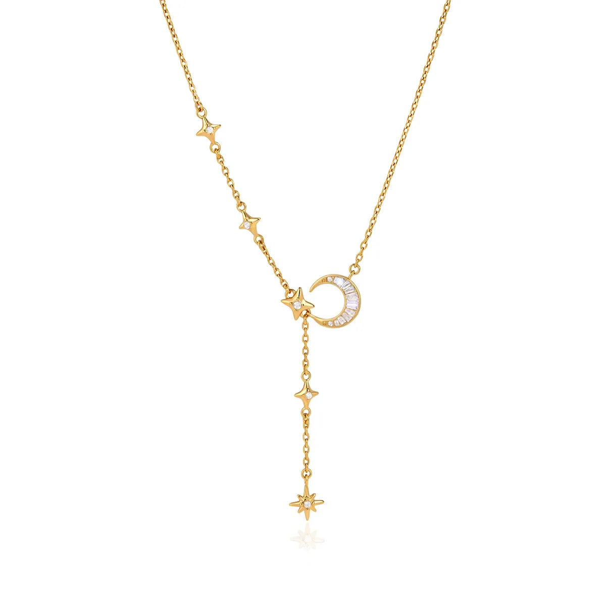 Waterproof Moon & Star Lariat Y-Necklace