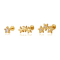 Waterproof Star CZ Flat Back Cartilage Stud Earrings