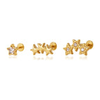 Waterproof Star CZ Flat Back Cartilage Stud Earrings