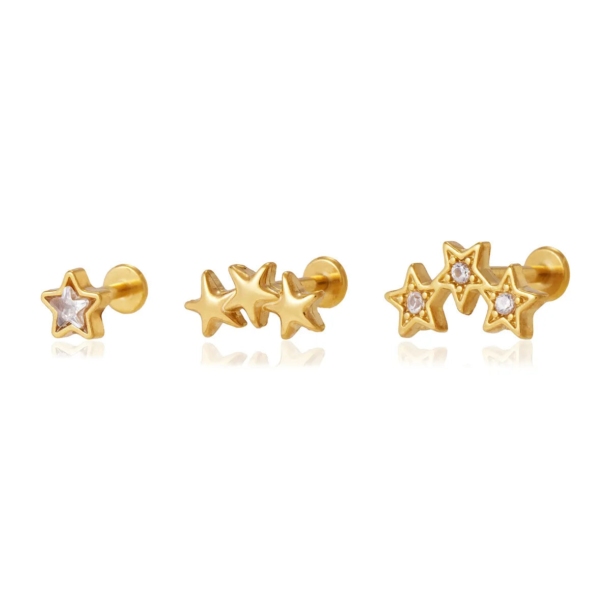 Waterproof Star CZ Flat Back Cartilage Stud Earrings