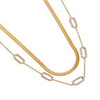Waterproof Herringbone Stack CZ Station Necklace