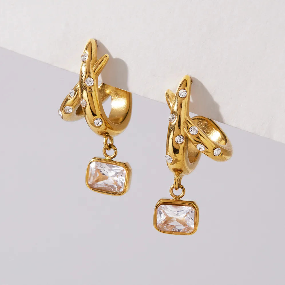 Waterproof Gold Ear Cuff & Dangle Earring