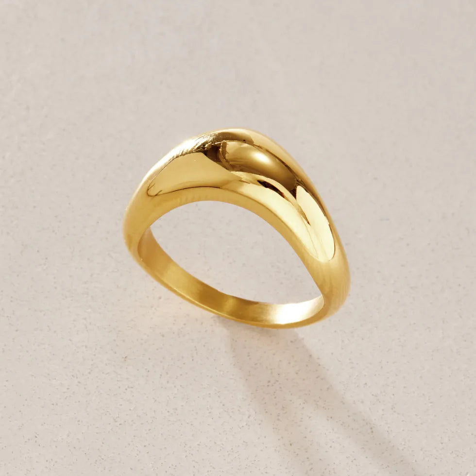 Waterproof Gold Chunky Minimalist Statement Ring