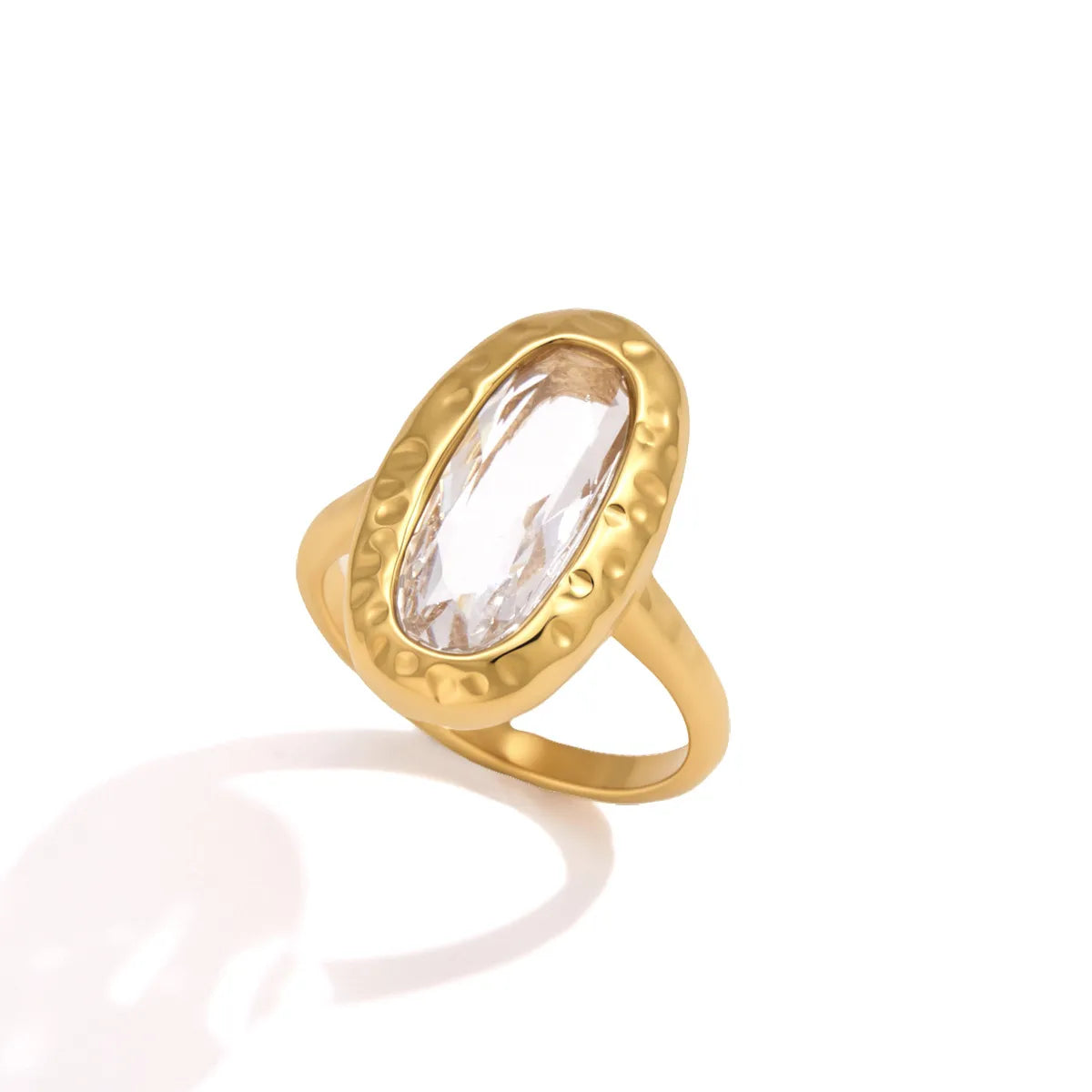 Waterproof Gold Elongated Oval Band Vintage Ring