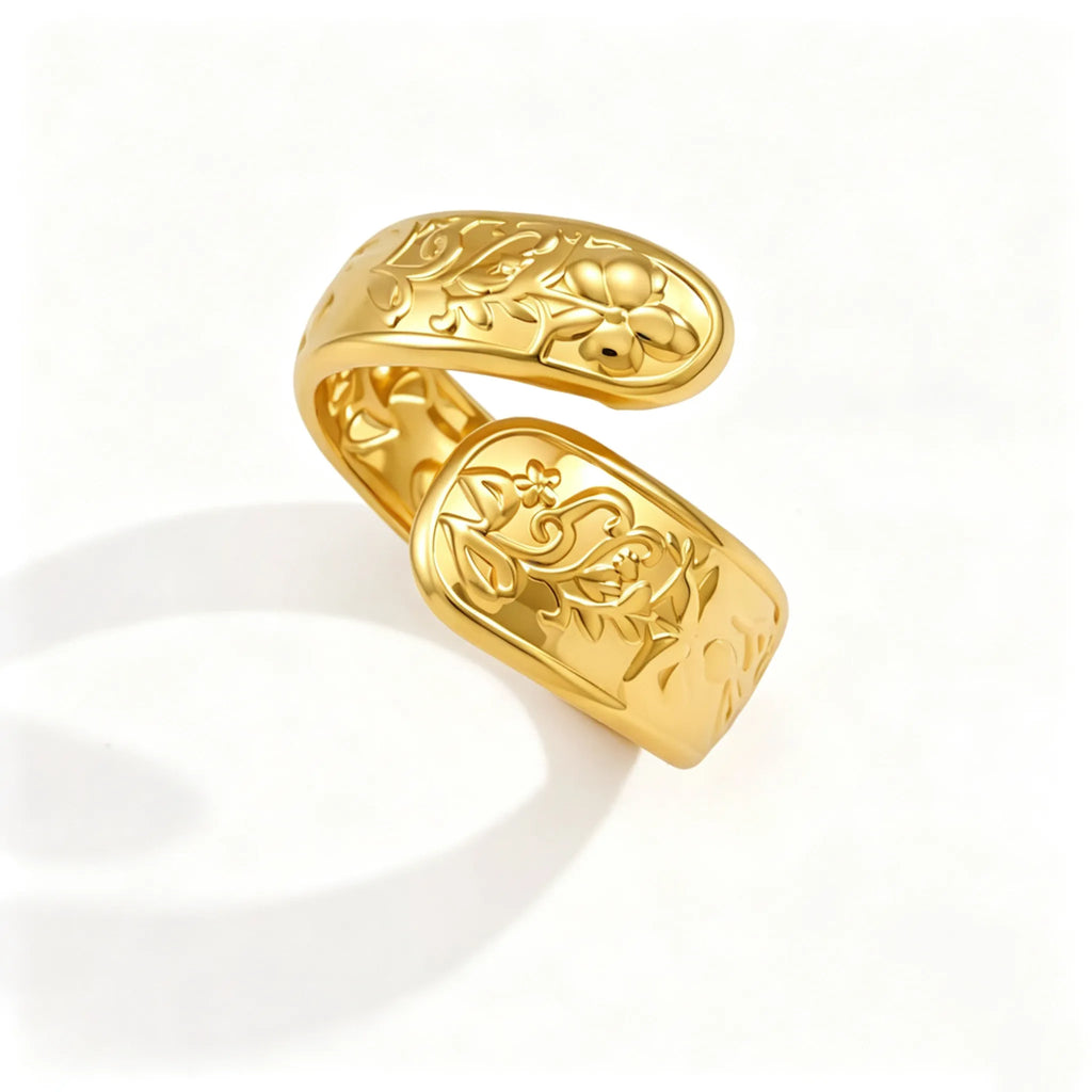 Waterproof Vintage Floral Open Ring