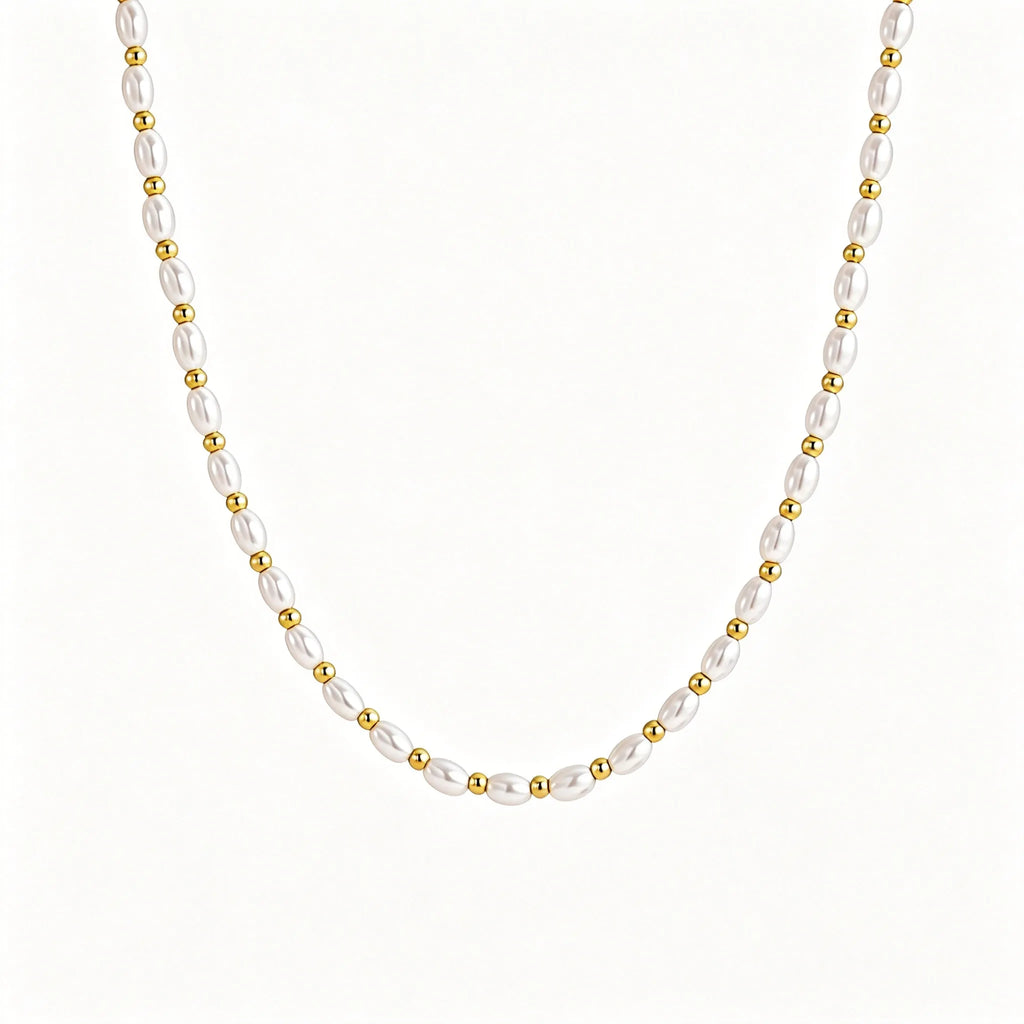 Waterproof Gold Pearl Layering Necklace