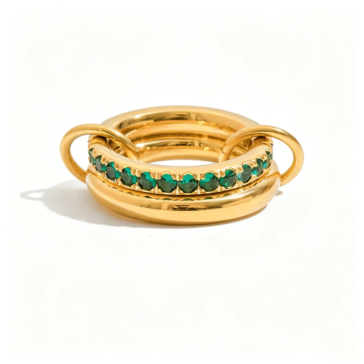Waterproof Vintage Emerald Green CZ Ring
