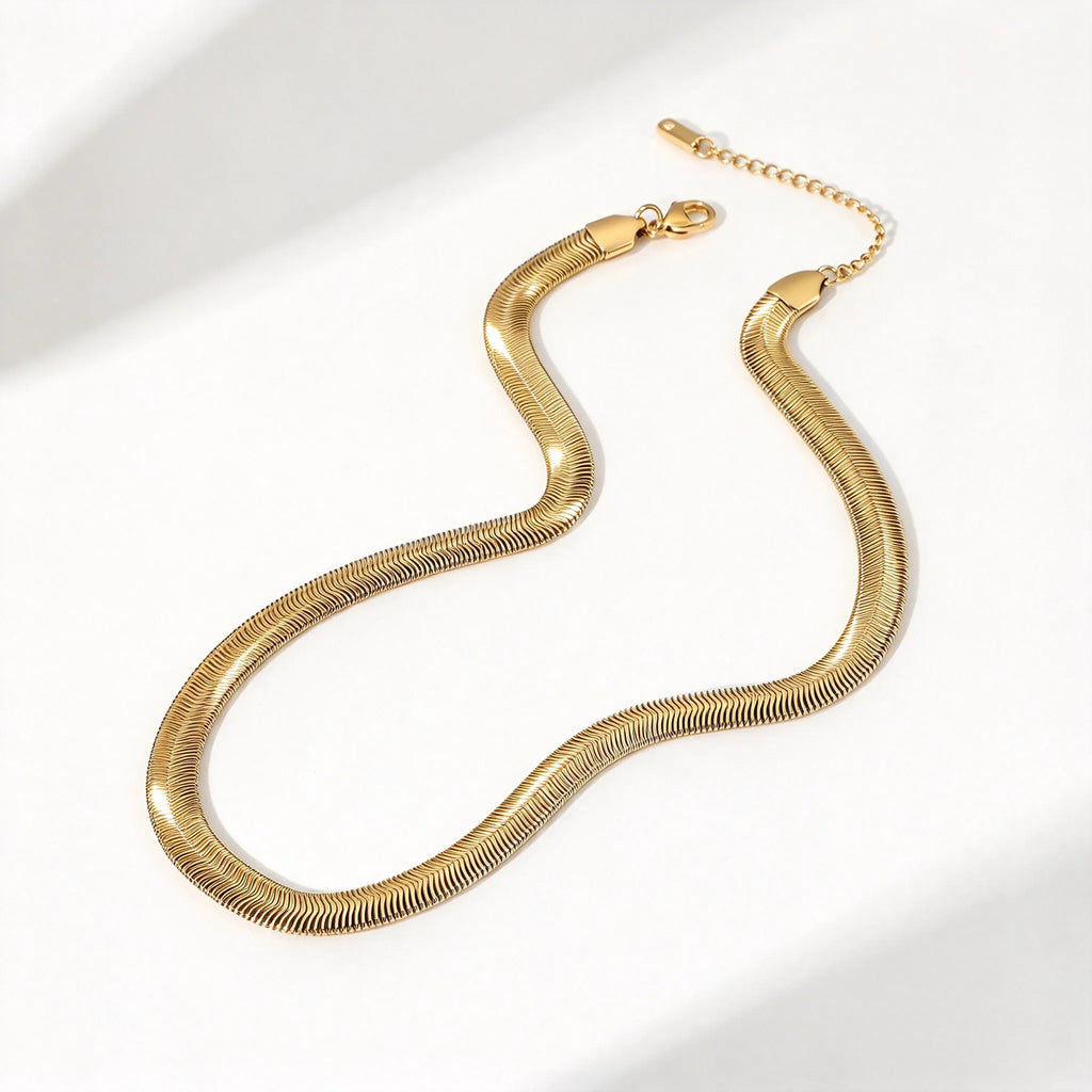 Waterproof Herringbone Stack CZ Station Necklace