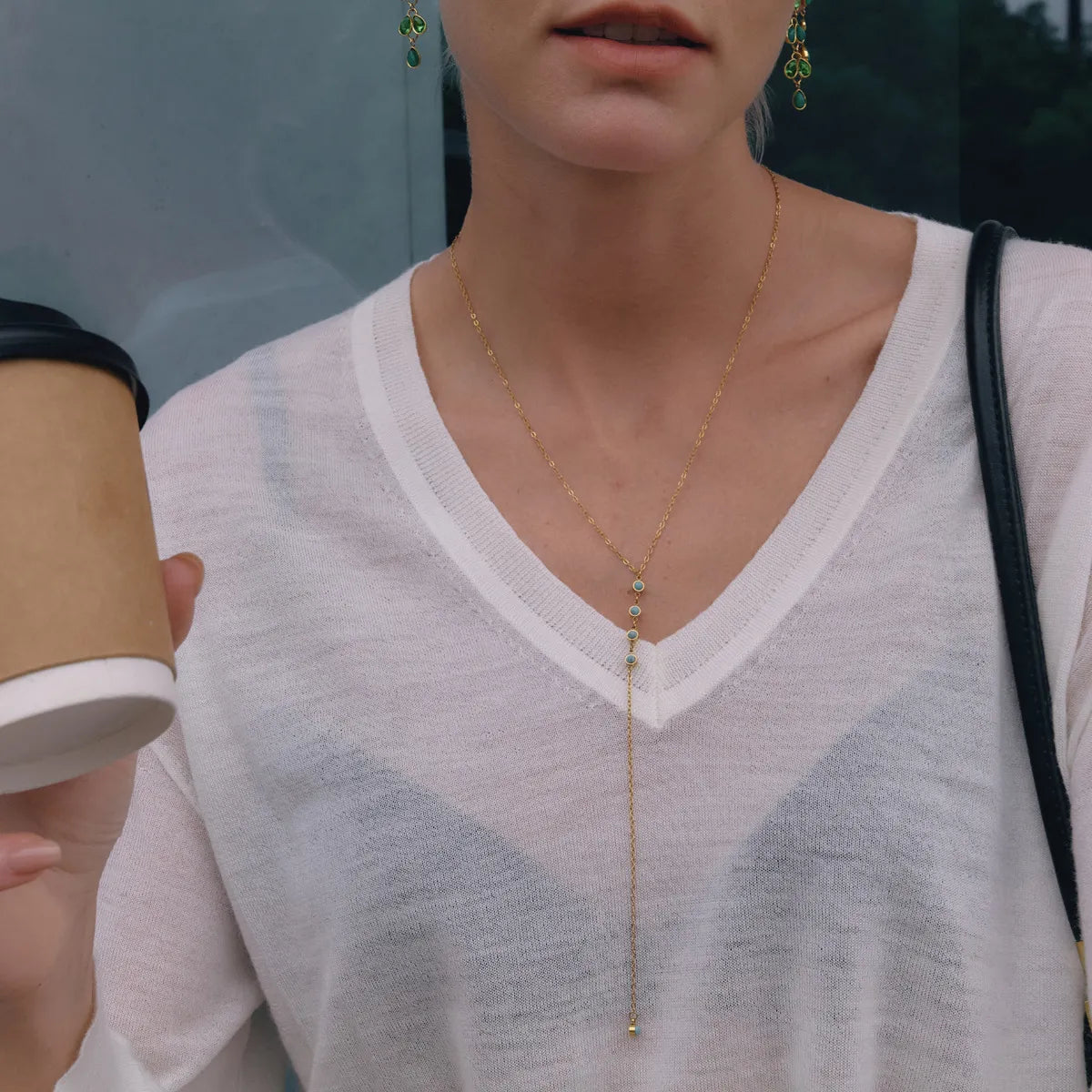 Waterproof Gold Lariat Y-Necklace