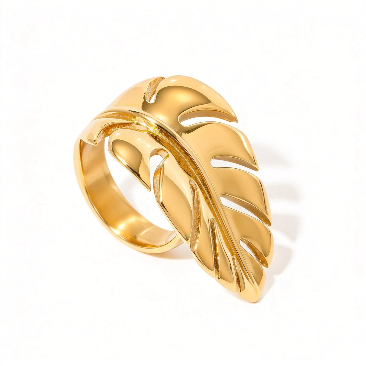 Waterproof Gold Open Bands Statement Ring