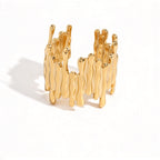 Waterproof Gold Open Bands Statement Ring