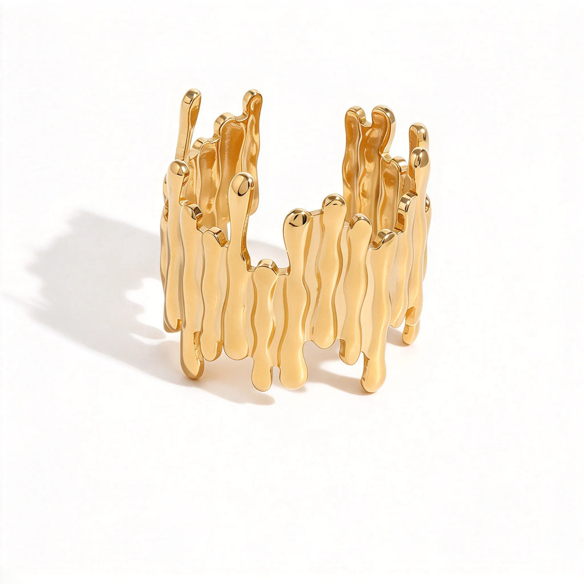 Waterproof Gold Open Bands Statement Ring
