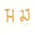 Waterproof CZ Wrap Earrings Asymmetric Hoop Studs