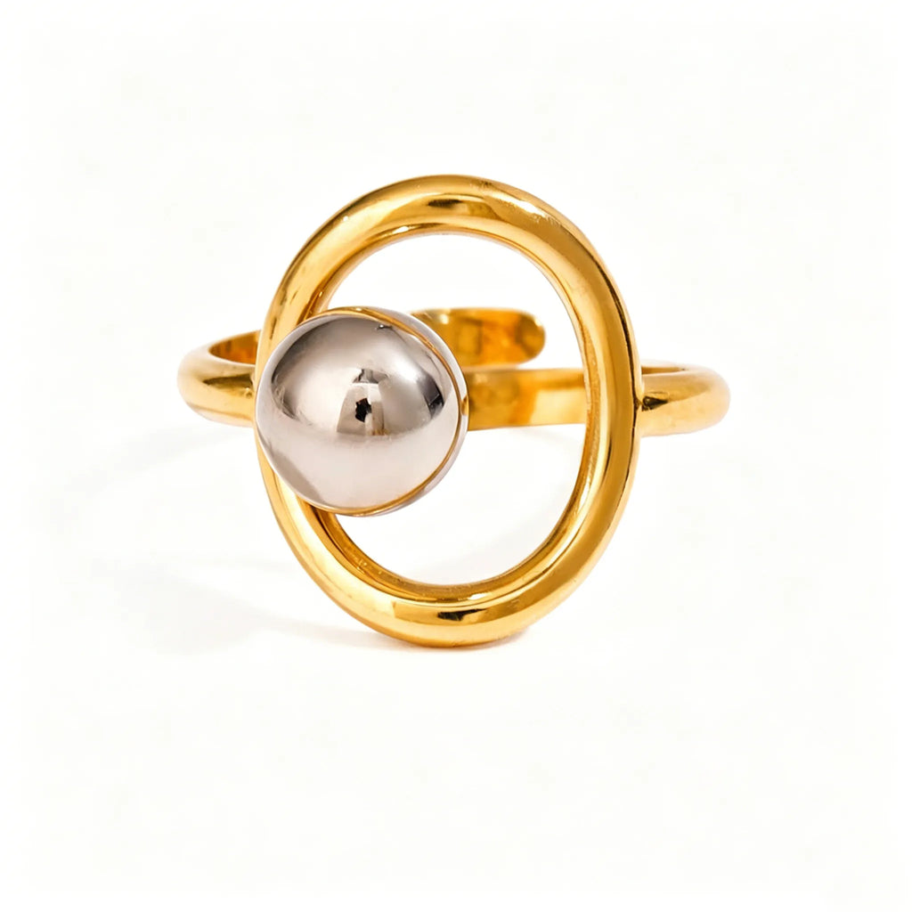 Waterproof Gold & Silver Ball Wrap Open Ring