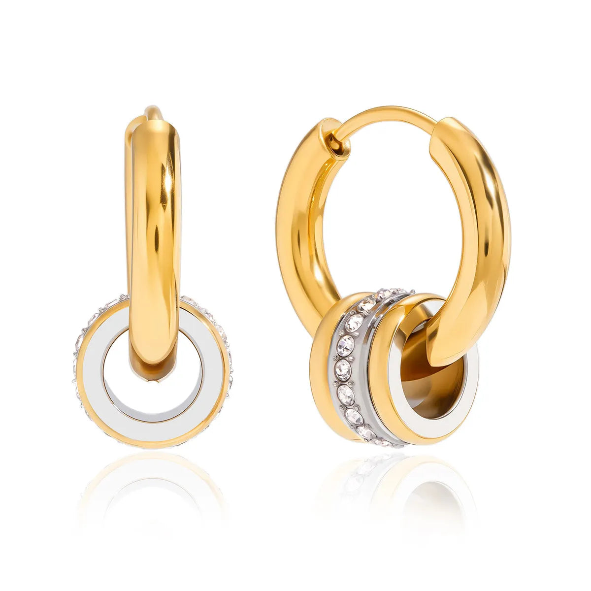 Waterproof Gold Interlocking Hoop Huggies