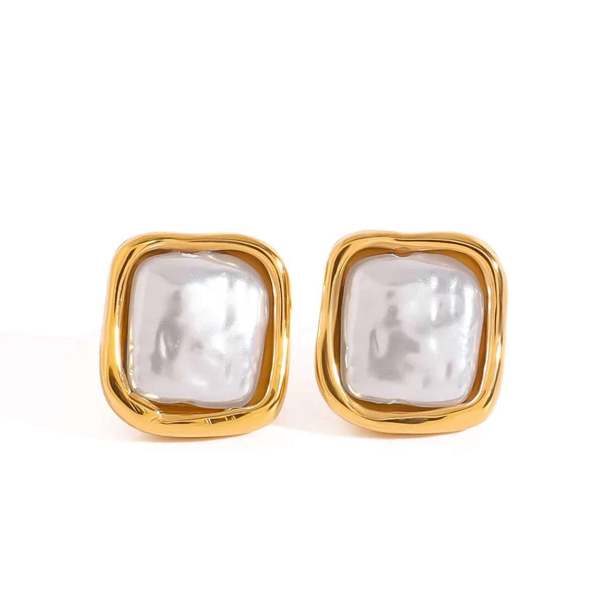 Waterproof Geometric Square Pearl Earrings