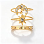 Waterproof 3-Pieces Celestial Stackable Rings