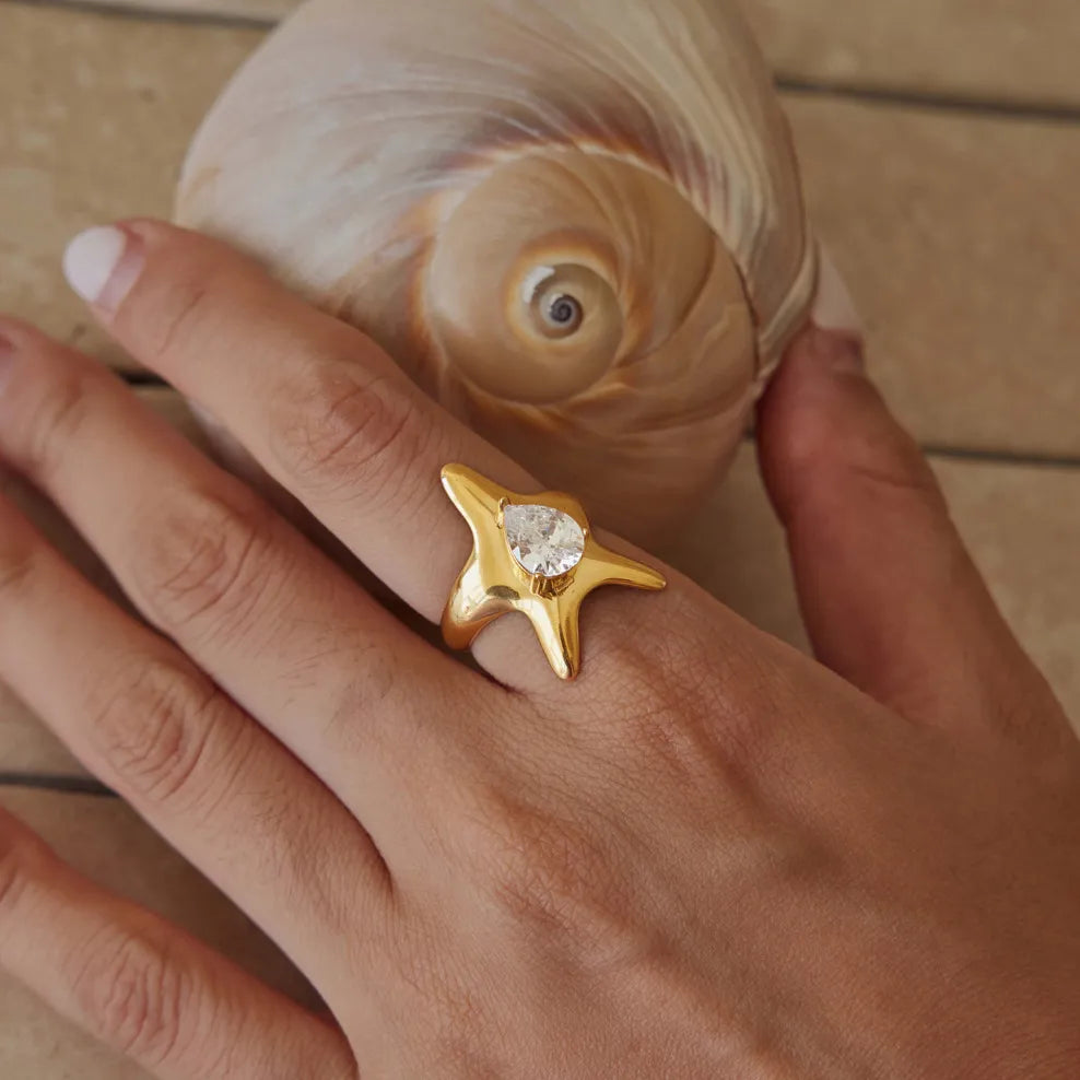 Waterproof Stainless Steel Star Ring