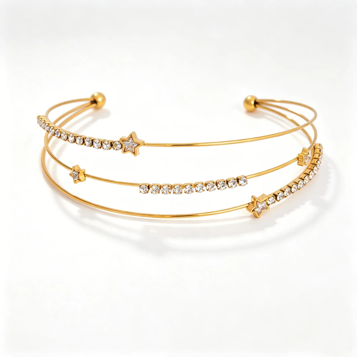 Waterproof CZ Open Tennis Cuff Bracelet