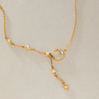 Waterproof Moon & Star Lariat Y-Necklace