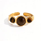 Waterproof Gold Tiger's Eye Open Ring