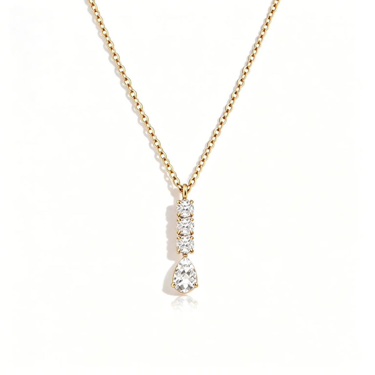 Waterproof Dainty Star & Drop Pendants CZ Layering Necklace