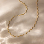 Waterproof Gold Layering Wavy Chain Necklace