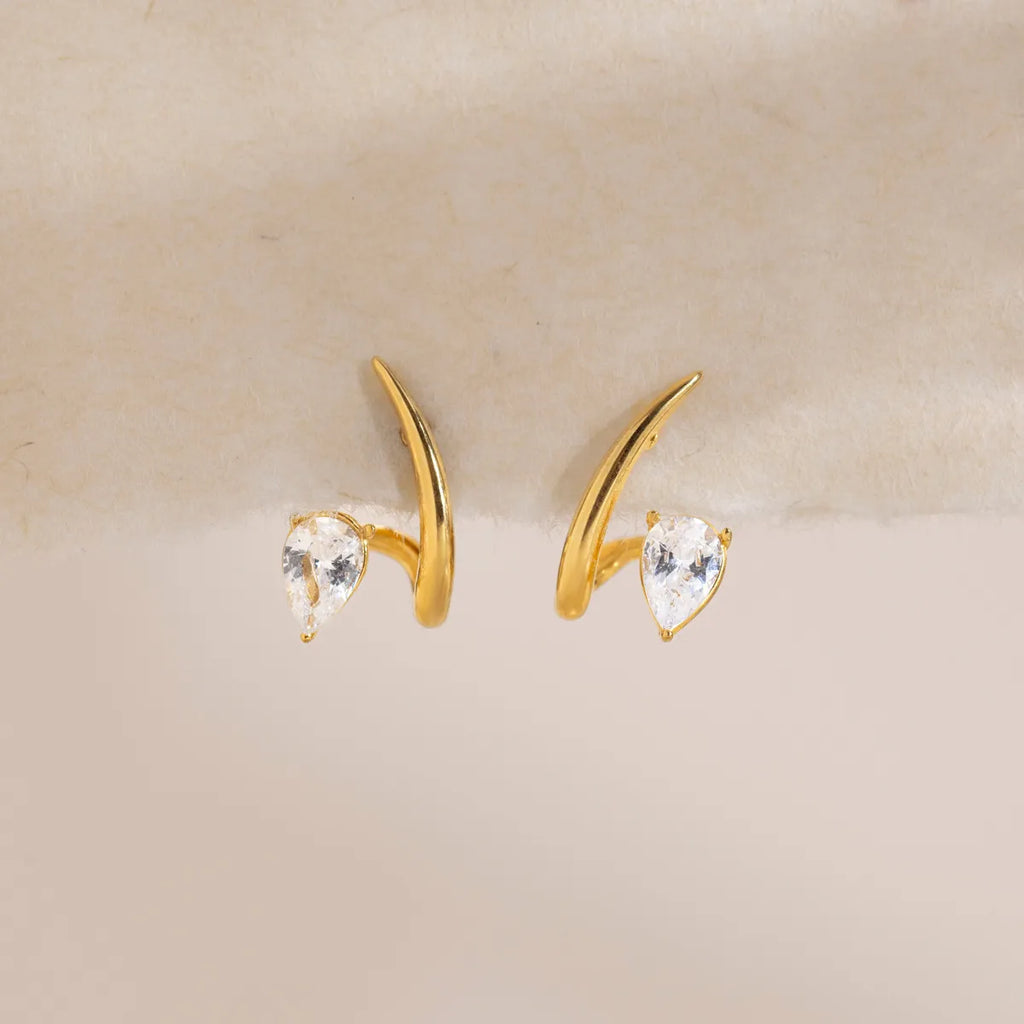 Waterproof Curved Huggie Studs Earrings