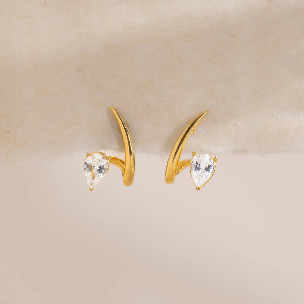 Waterproof Curved Huggie Studs Earrings