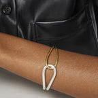 Two-Tone Interlocking Cuff Bracelet – Waterproof Gold & Silver