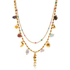 Waterproof Natural Stone & Pearl Layered Necklace