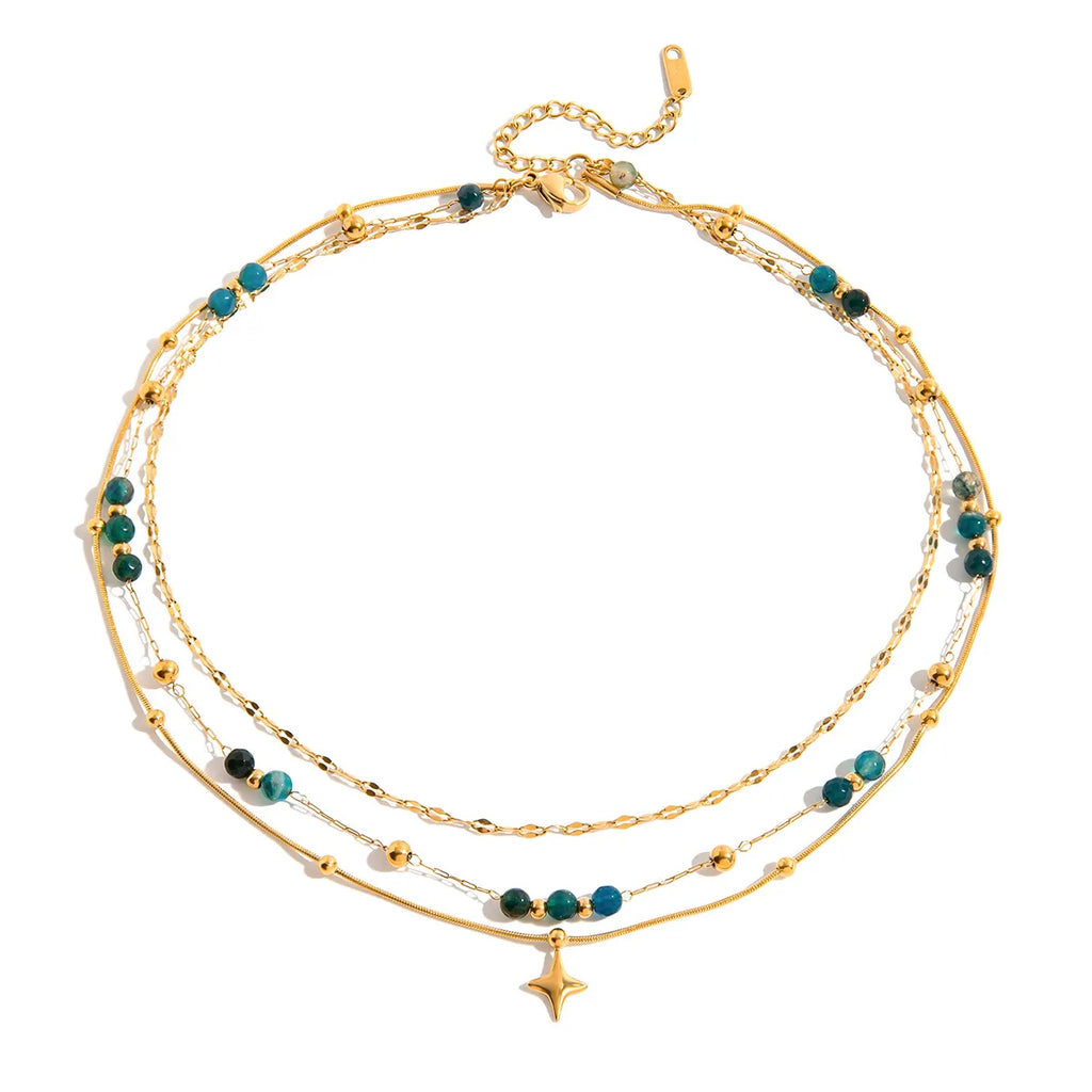 Waterproof Natural Stone Layered Necklace