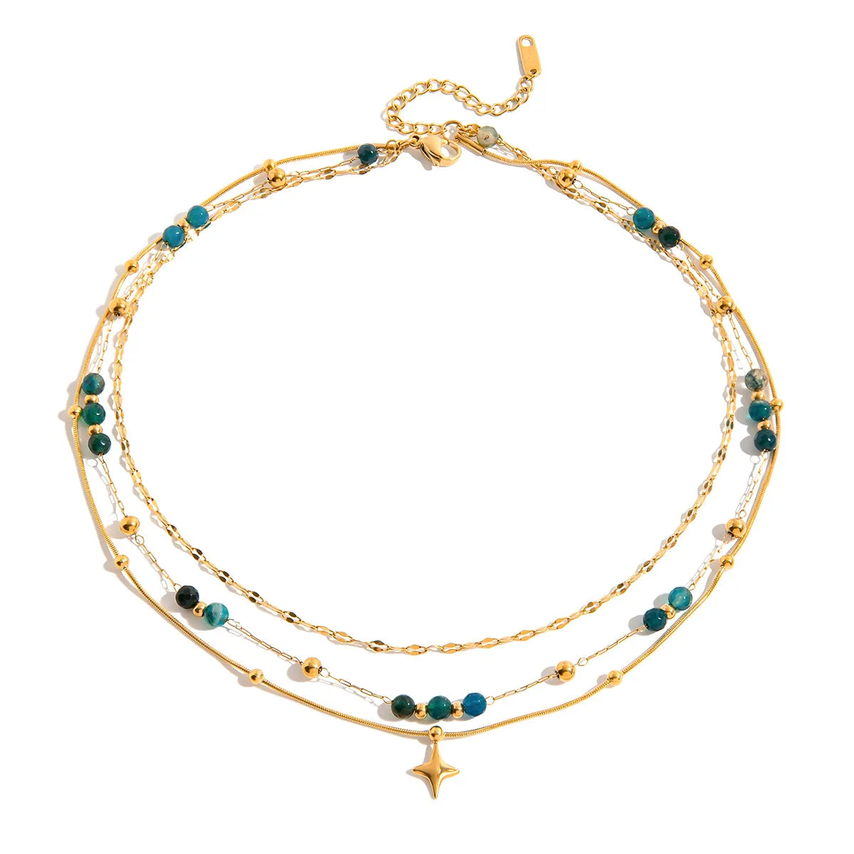 Waterproof Natural Stone Layered Necklace