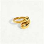 Liquid Teardrop Open Ring – Waterproof 18K Gold