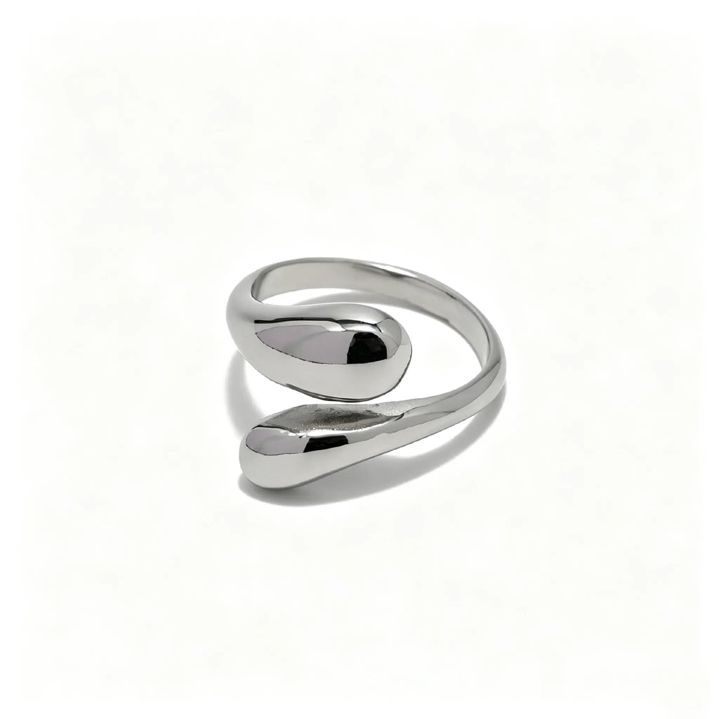 Liquid Teardrop Open Ring – Waterproof 18K Gold