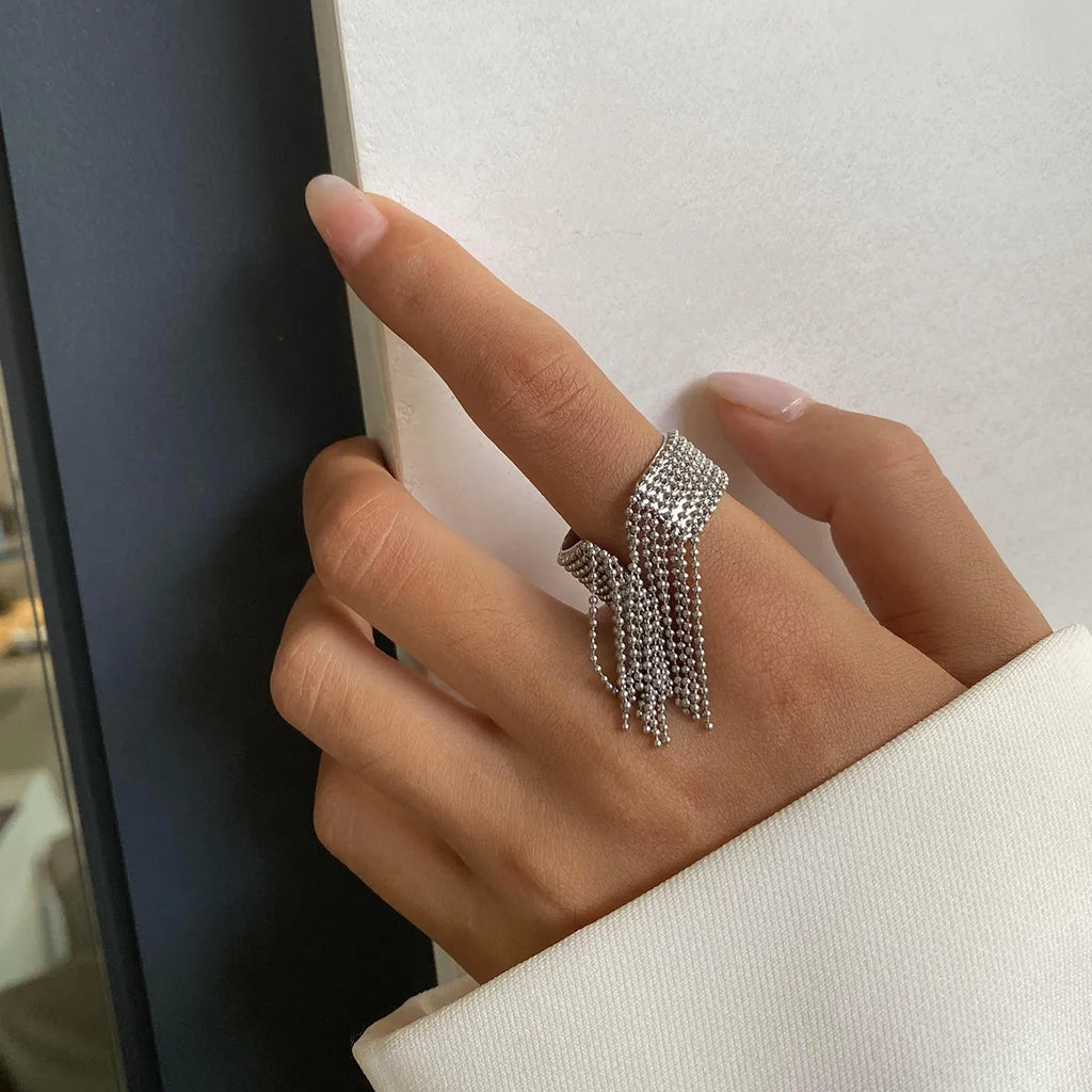 Waterproof Tassel Ball Chain Open Ring