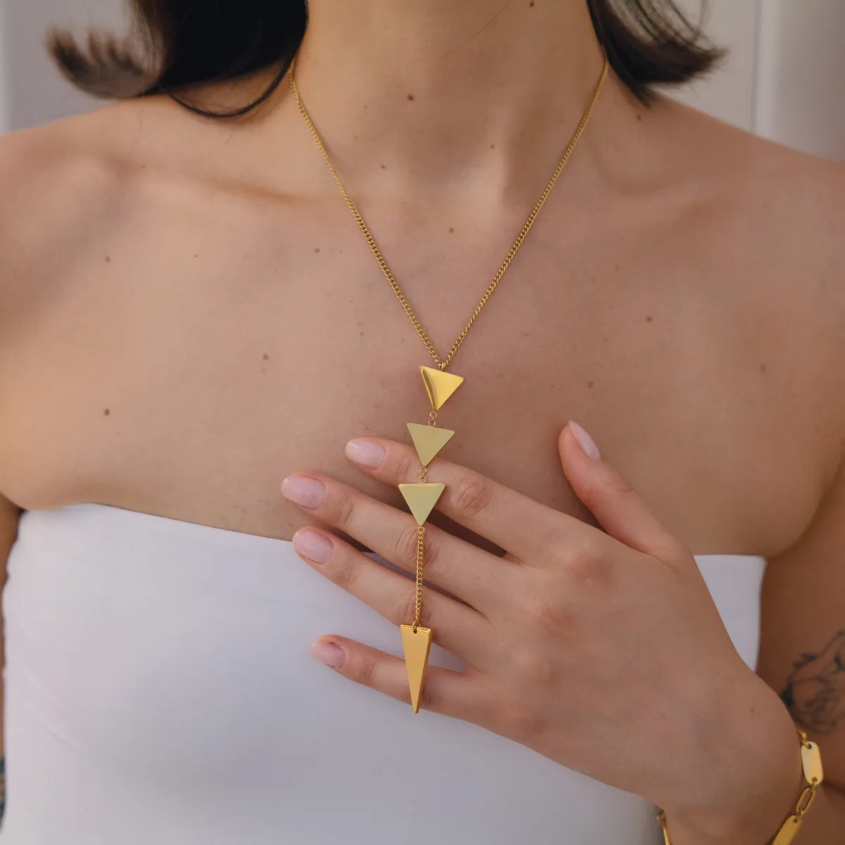 Waterproof Gold Geometric Modern Y-Necklace
